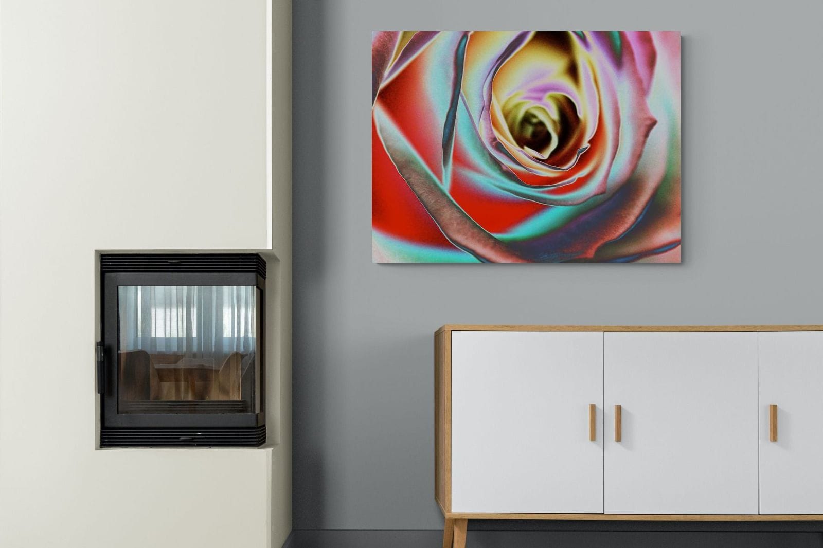 Psychedelic Rose-Wall_Art-100 x 75cm-Mounted Canvas-No Frame-Pixalot