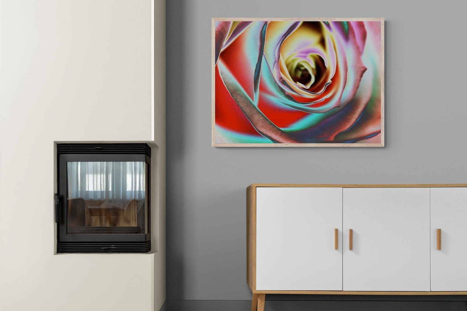 Psychedelic Rose-Wall_Art-100 x 75cm-Mounted Canvas-Wood-Pixalot
