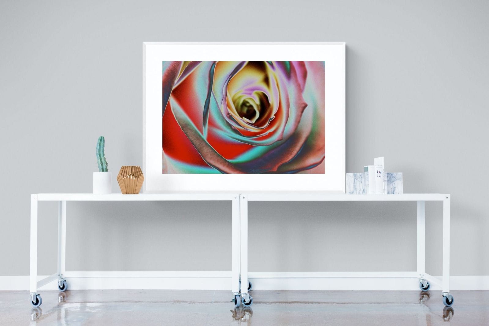 Psychedelic Rose-Wall_Art-120 x 90cm-Framed Print-White-Pixalot