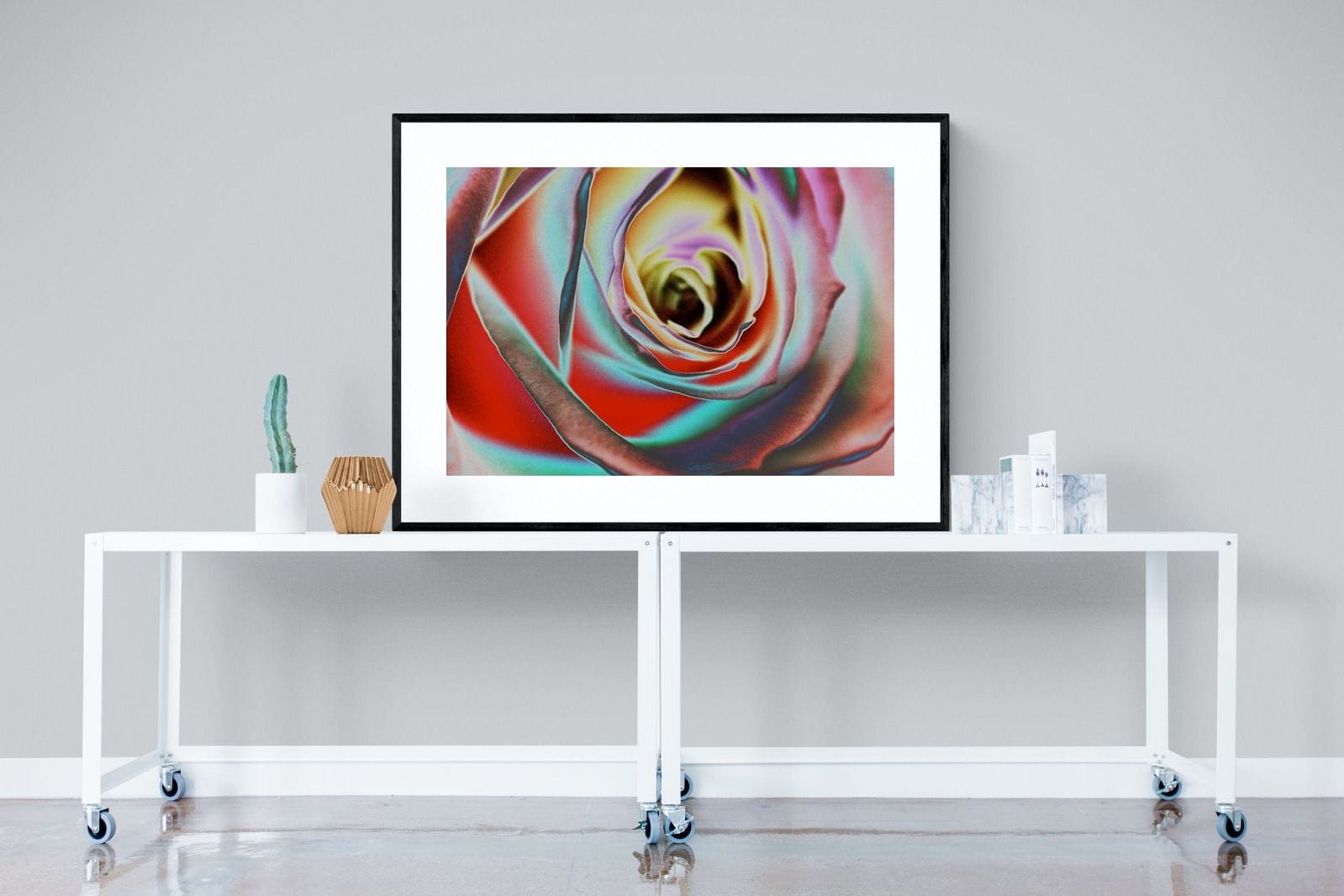 Psychedelic Rose-Wall_Art-120 x 90cm-Framed Print-Black-Pixalot