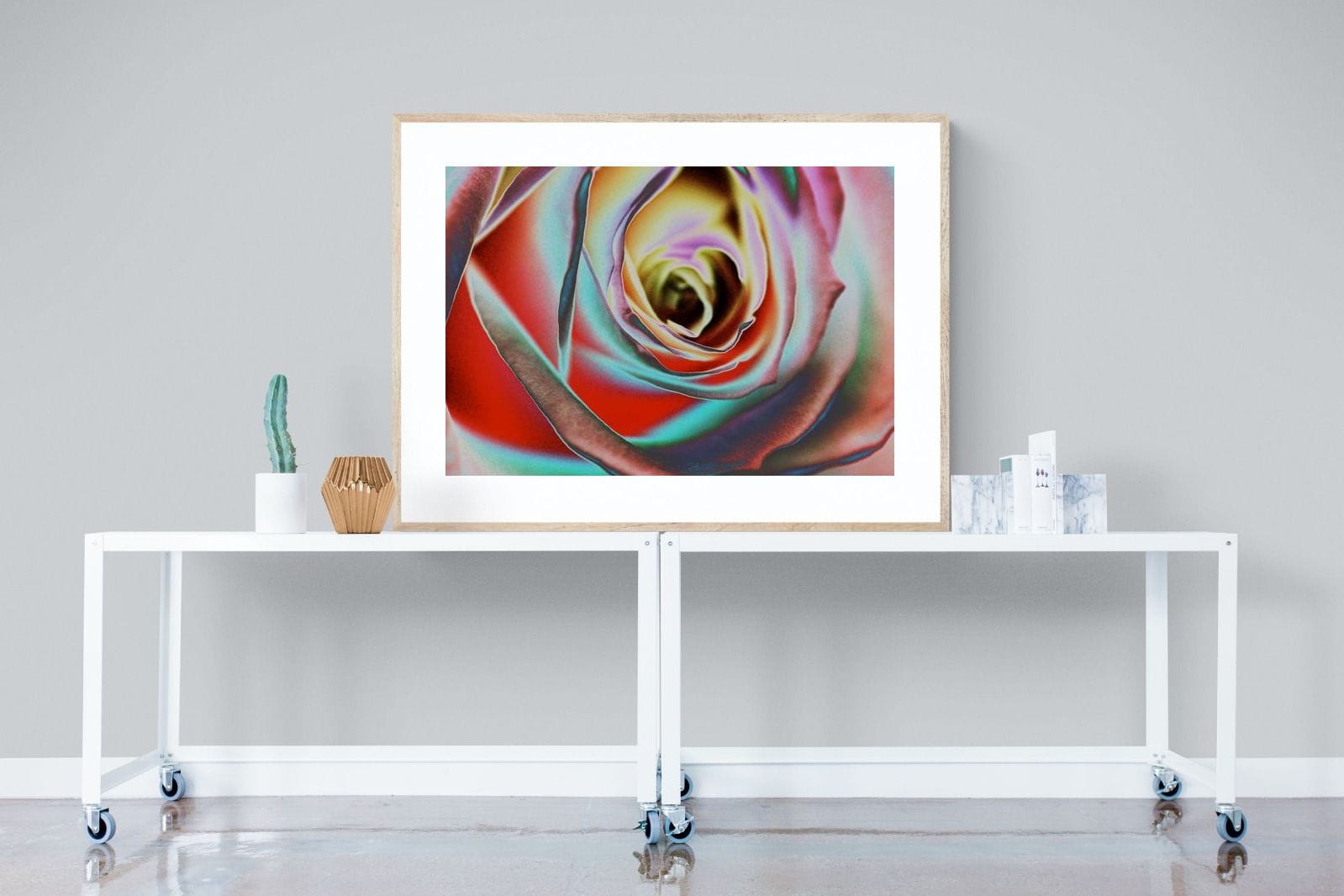 Psychedelic Rose-Wall_Art-120 x 90cm-Framed Print-Wood-Pixalot