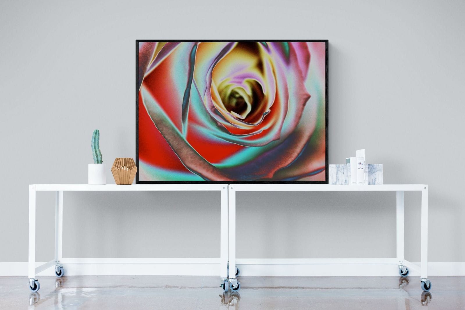 Psychedelic Rose-Wall_Art-120 x 90cm-Mounted Canvas-Black-Pixalot