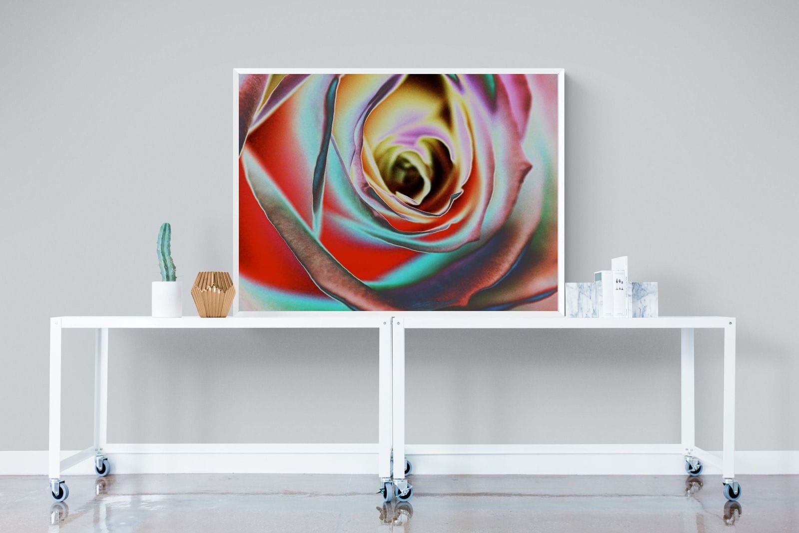 Psychedelic Rose-Wall_Art-120 x 90cm-Mounted Canvas-White-Pixalot