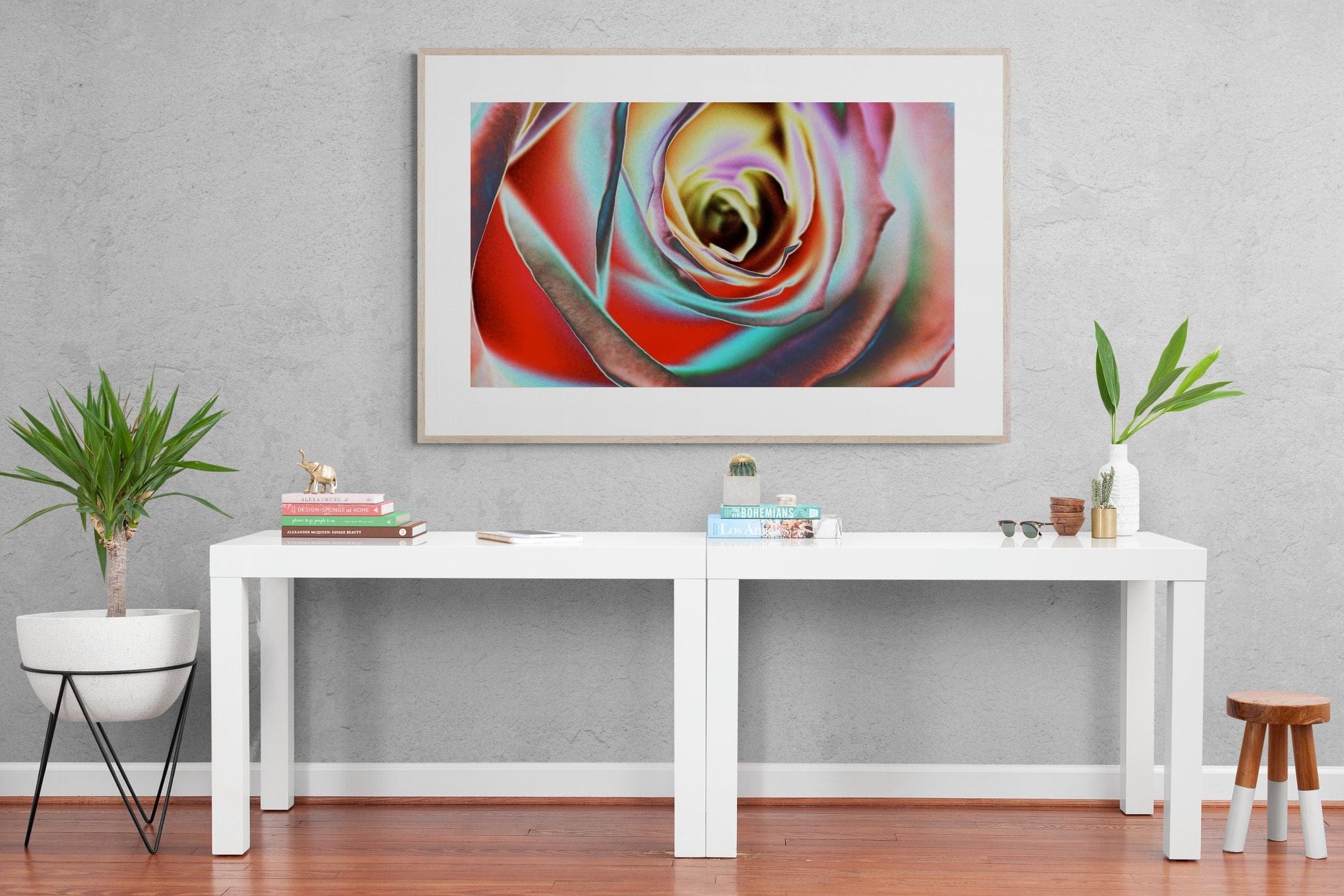Psychedelic Rose-Wall_Art-150 x 100cm-Framed Print-Wood-Pixalot