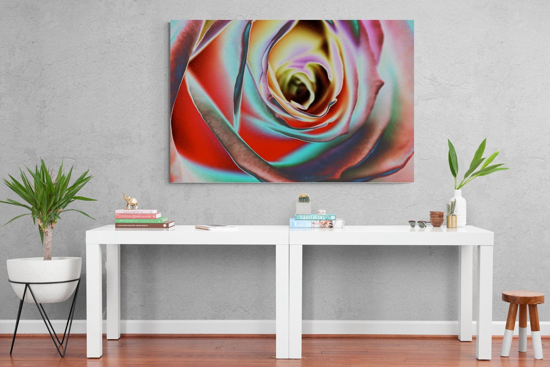 Psychedelic Rose-Wall_Art-150 x 100cm-Mounted Canvas-No Frame-Pixalot