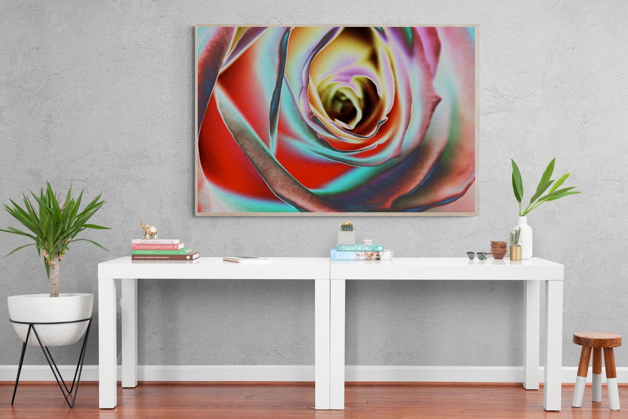 Psychedelic Rose-Wall_Art-150 x 100cm-Mounted Canvas-Wood-Pixalot