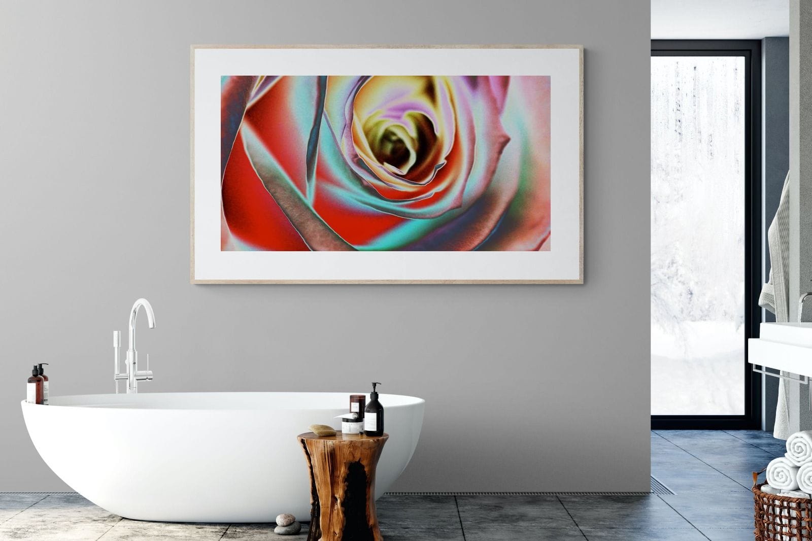 Psychedelic Rose-Wall_Art-180 x 110cm-Framed Print-Wood-Pixalot