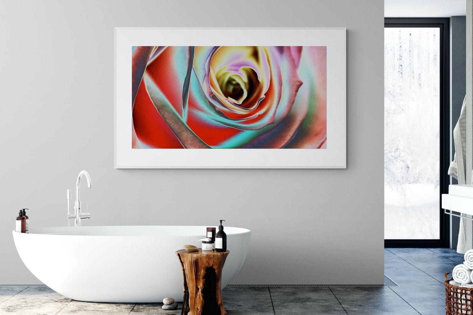 Psychedelic Rose-Wall_Art-180 x 110cm-Framed Print-White-Pixalot