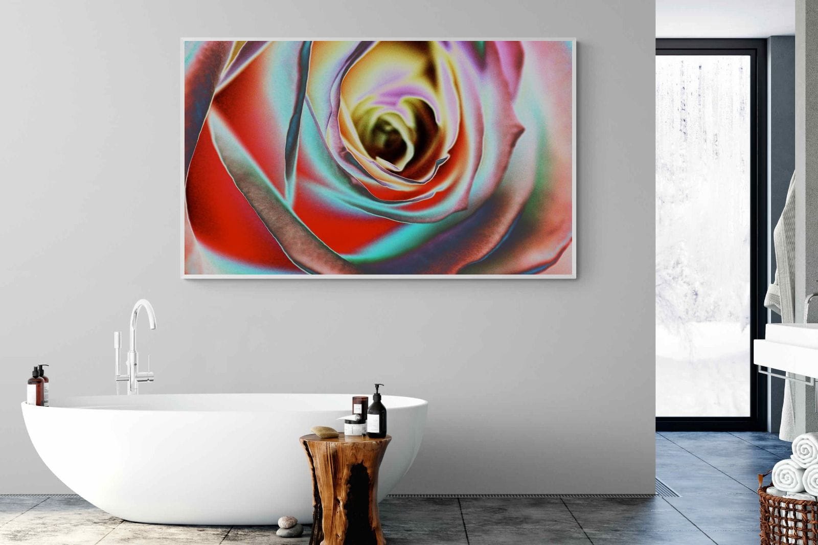 Psychedelic Rose-Wall_Art-180 x 110cm-Mounted Canvas-White-Pixalot