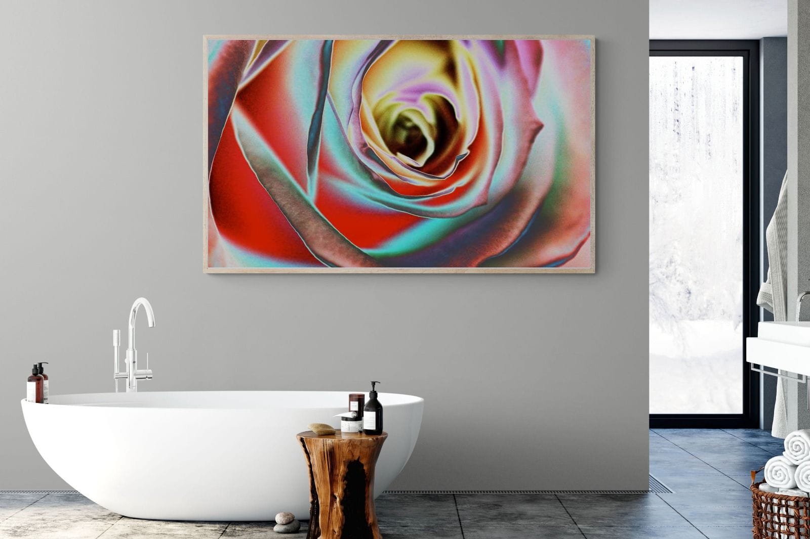 Psychedelic Rose-Wall_Art-180 x 110cm-Mounted Canvas-Wood-Pixalot