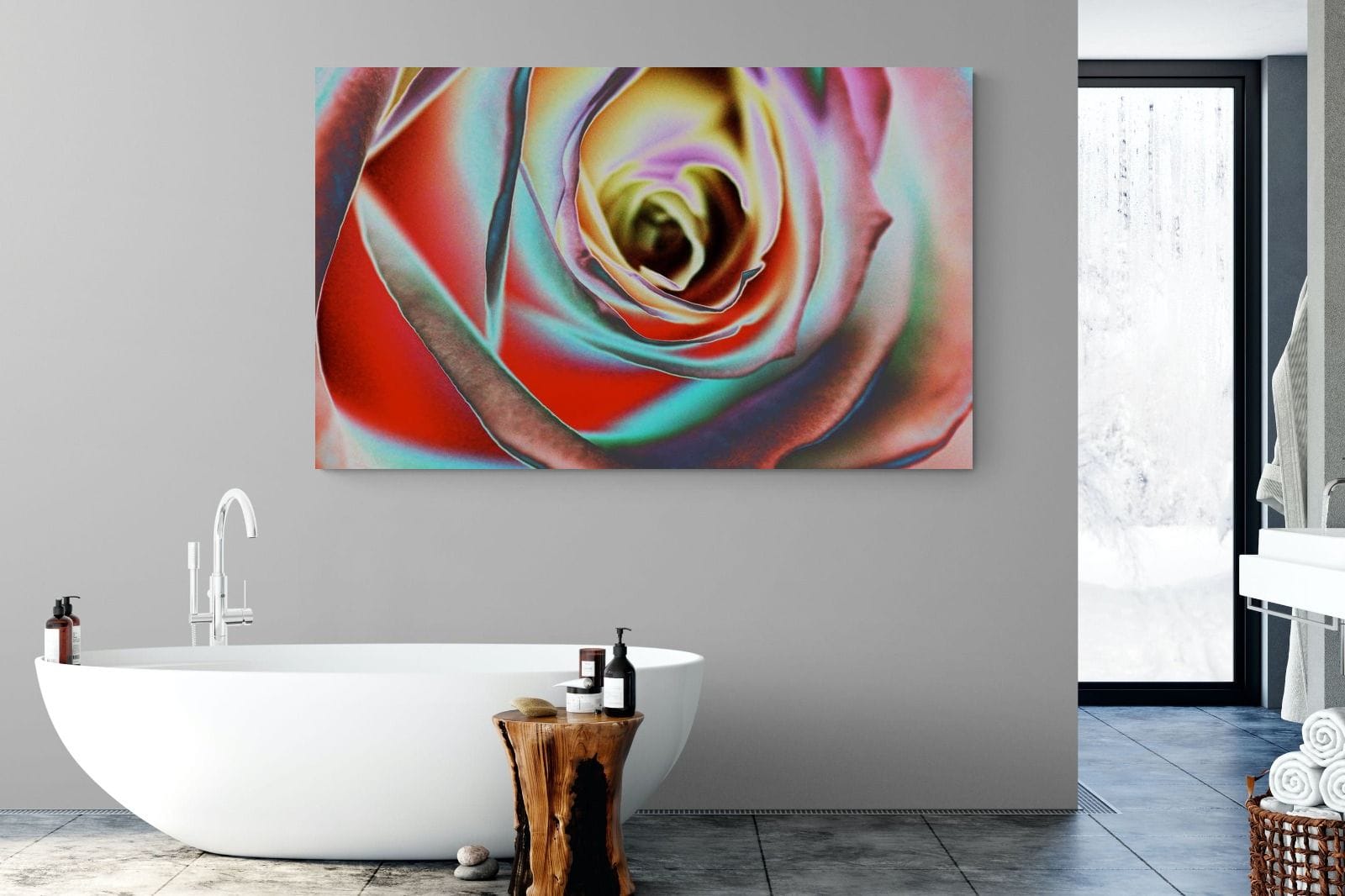 Psychedelic Rose-Wall_Art-180 x 110cm-Mounted Canvas-No Frame-Pixalot