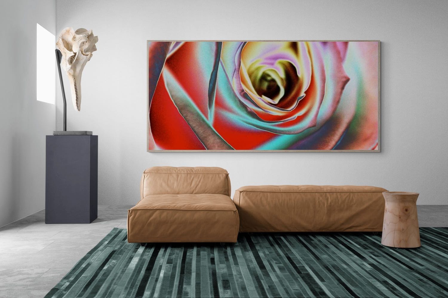 Psychedelic Rose-Wall_Art-275 x 130cm-Mounted Canvas-Wood-Pixalot