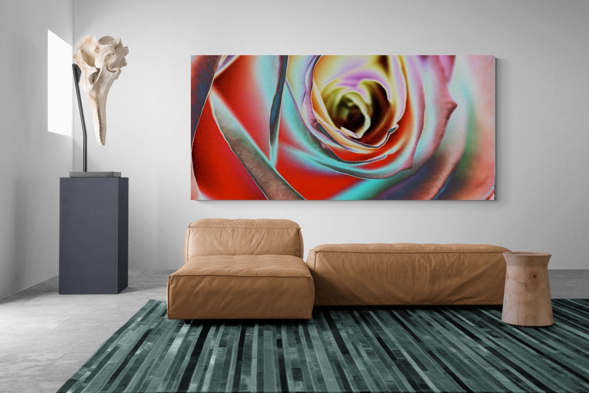 Psychedelic Rose-Wall_Art-275 x 130cm-Mounted Canvas-No Frame-Pixalot