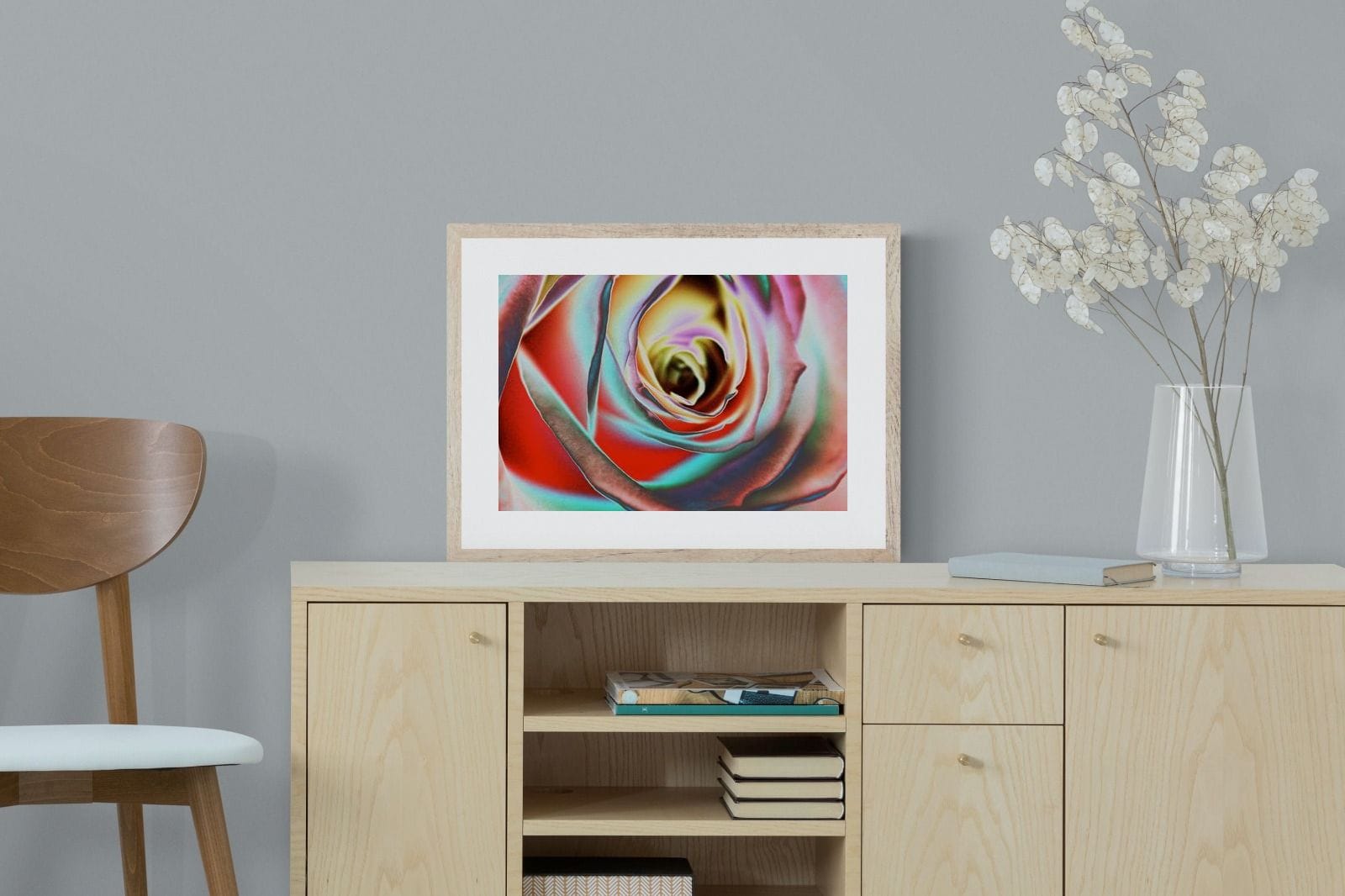 Psychedelic Rose-Wall_Art-60 x 45cm-Framed Print-Wood-Pixalot