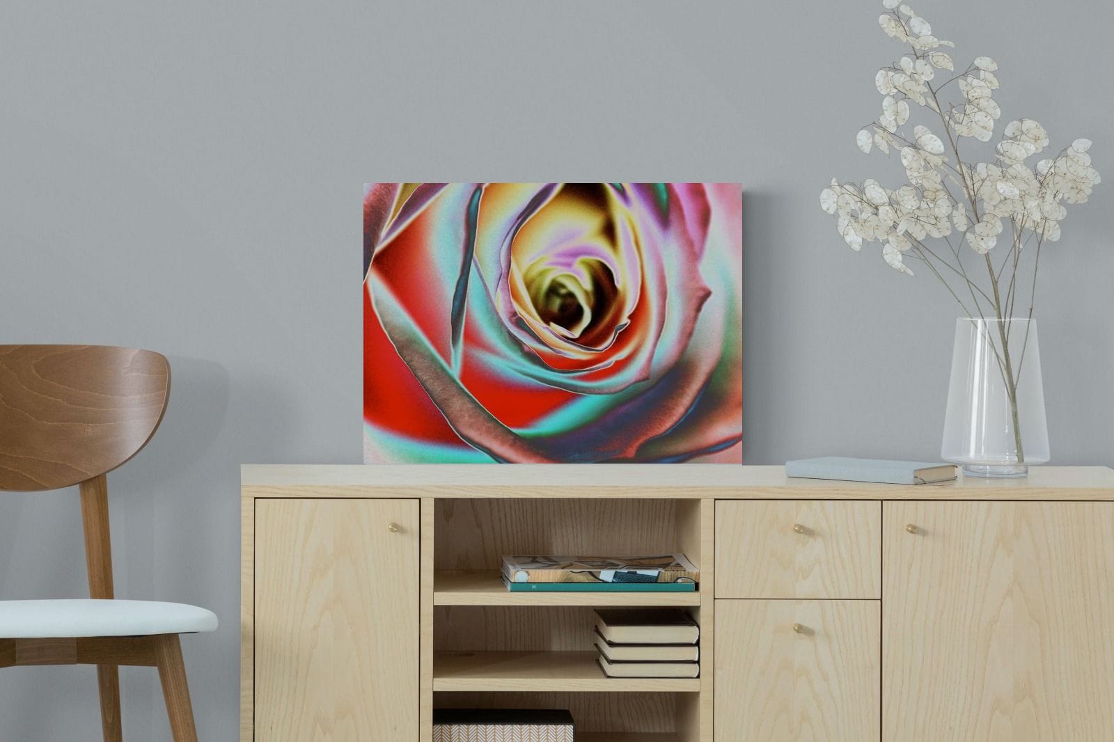 Psychedelic Rose-Wall_Art-60 x 45cm-Mounted Canvas-No Frame-Pixalot