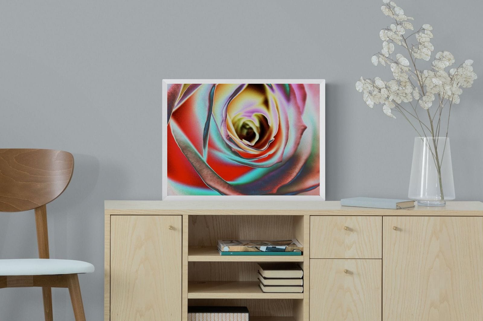 Psychedelic Rose-Wall_Art-60 x 45cm-Mounted Canvas-White-Pixalot