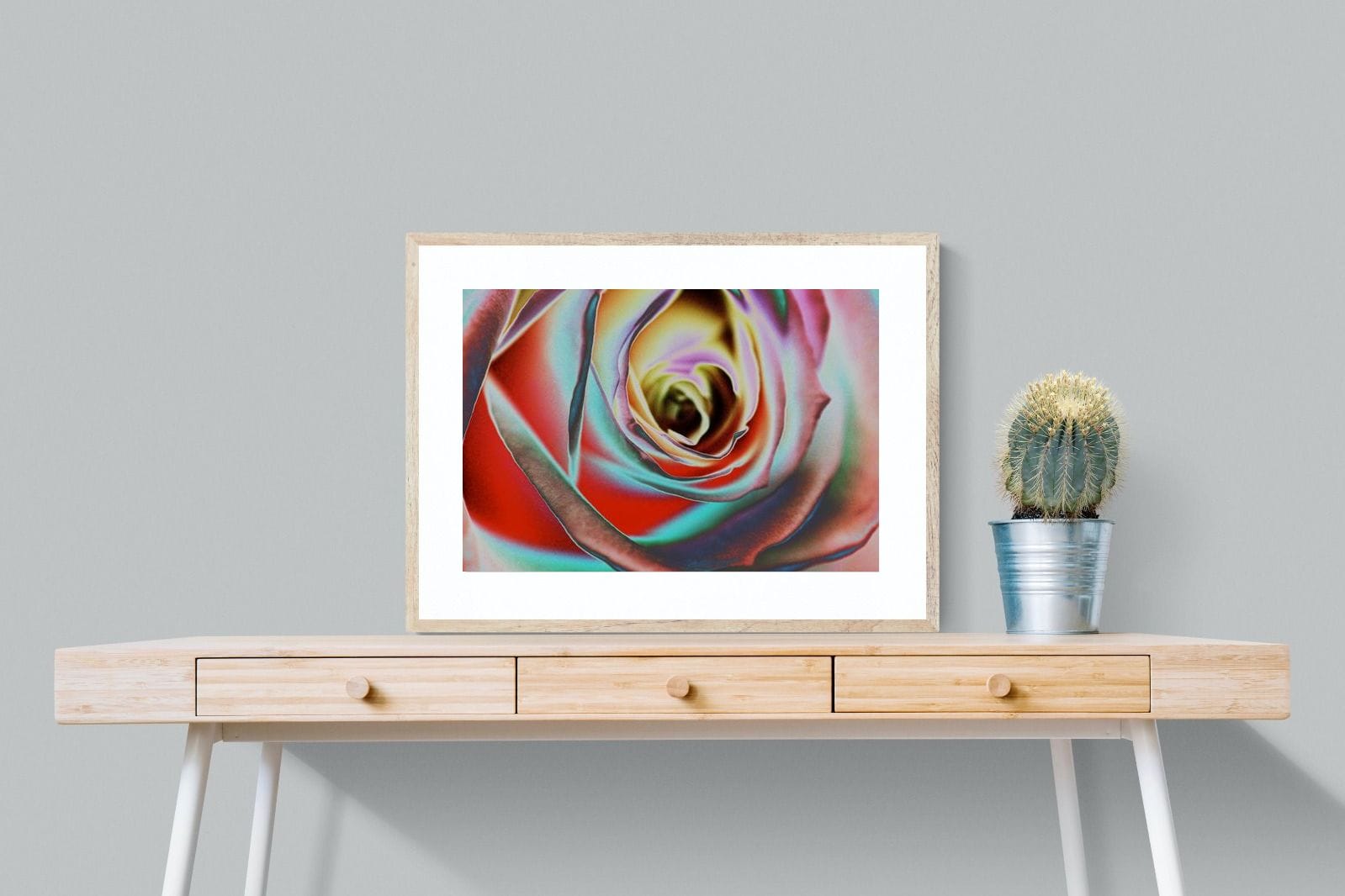 Psychedelic Rose-Wall_Art-80 x 60cm-Framed Print-Wood-Pixalot