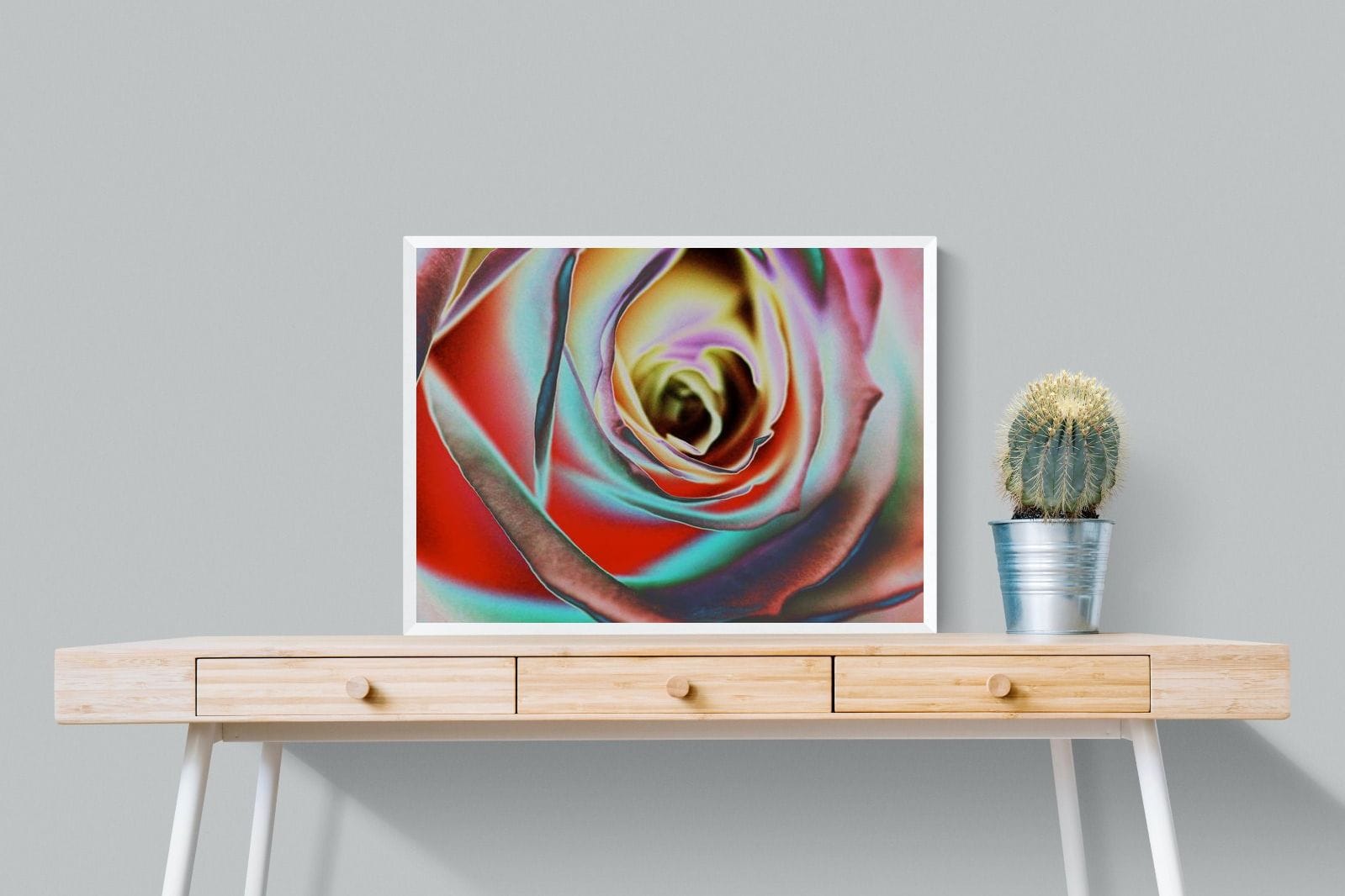 Psychedelic Rose-Wall_Art-80 x 60cm-Mounted Canvas-White-Pixalot
