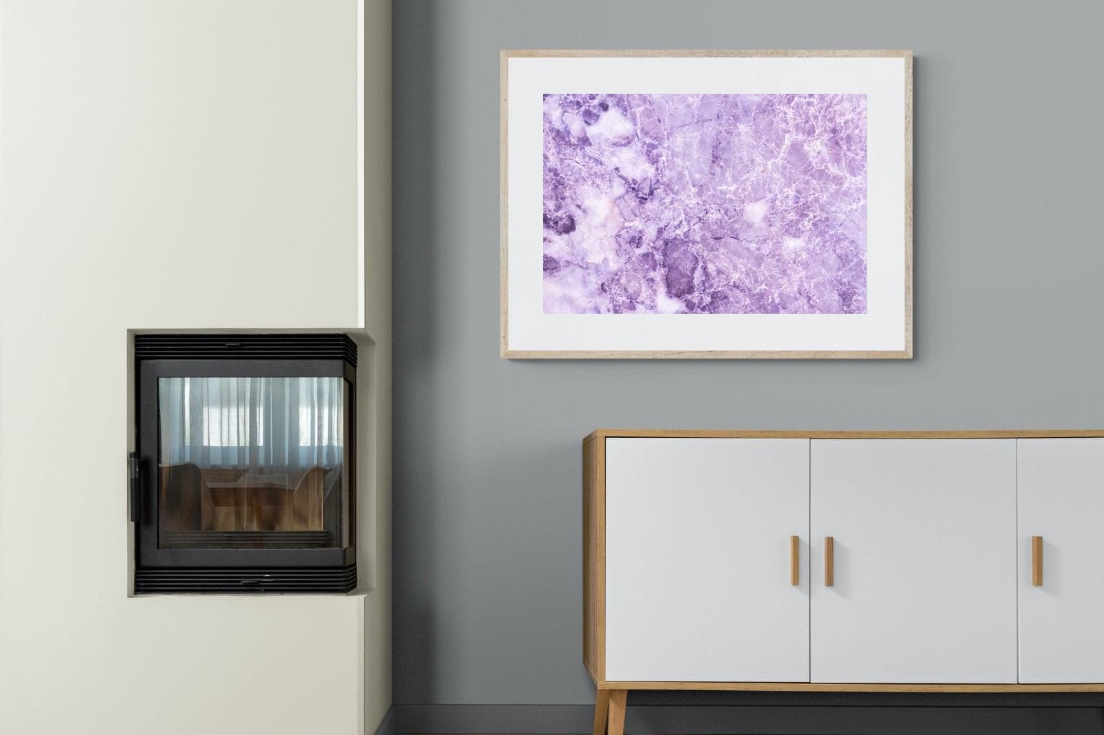 Purple Marble-Wall_Art-100 x 75cm-Framed Print-Wood-Pixalot