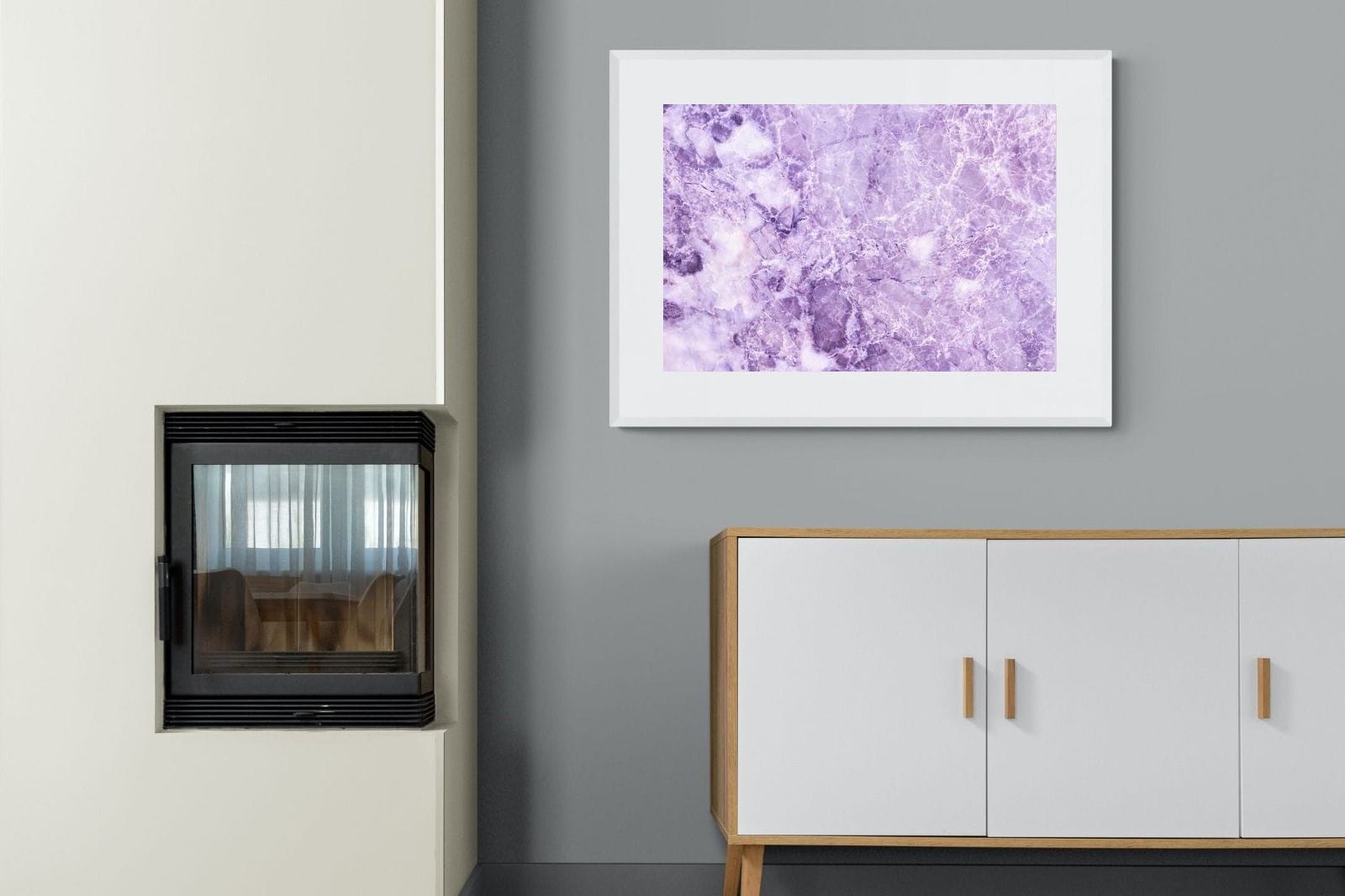 Purple Marble-Wall_Art-100 x 75cm-Framed Print-White-Pixalot