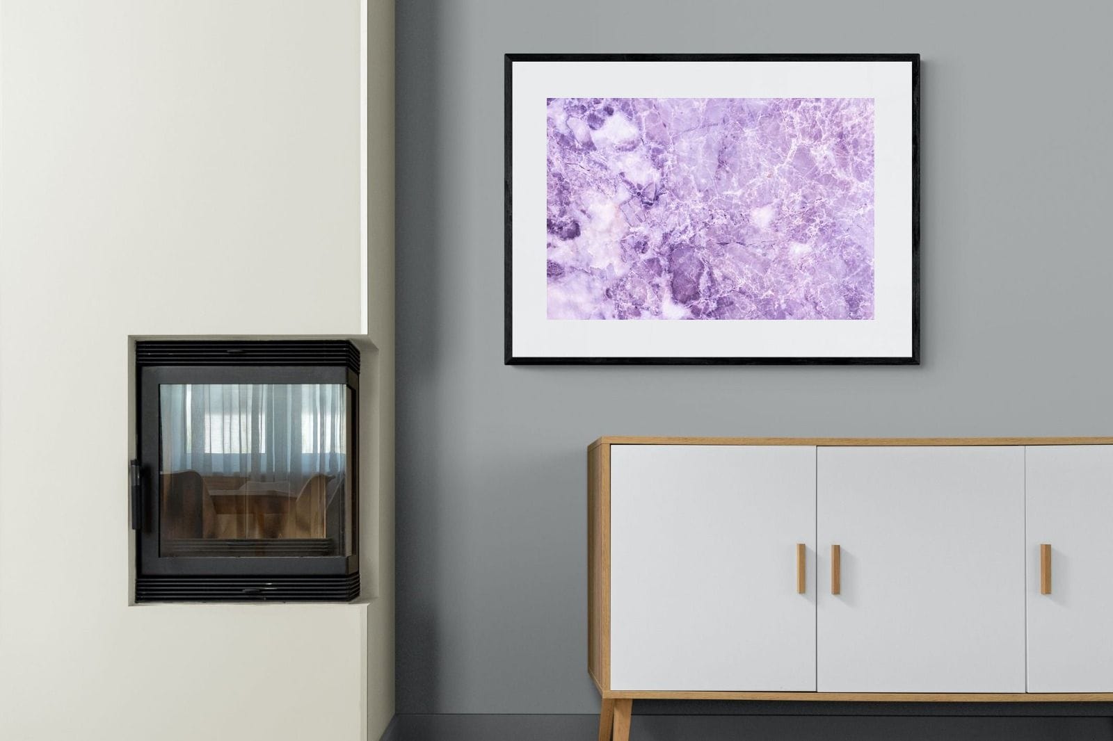 Purple Marble-Wall_Art-100 x 75cm-Framed Print-Black-Pixalot