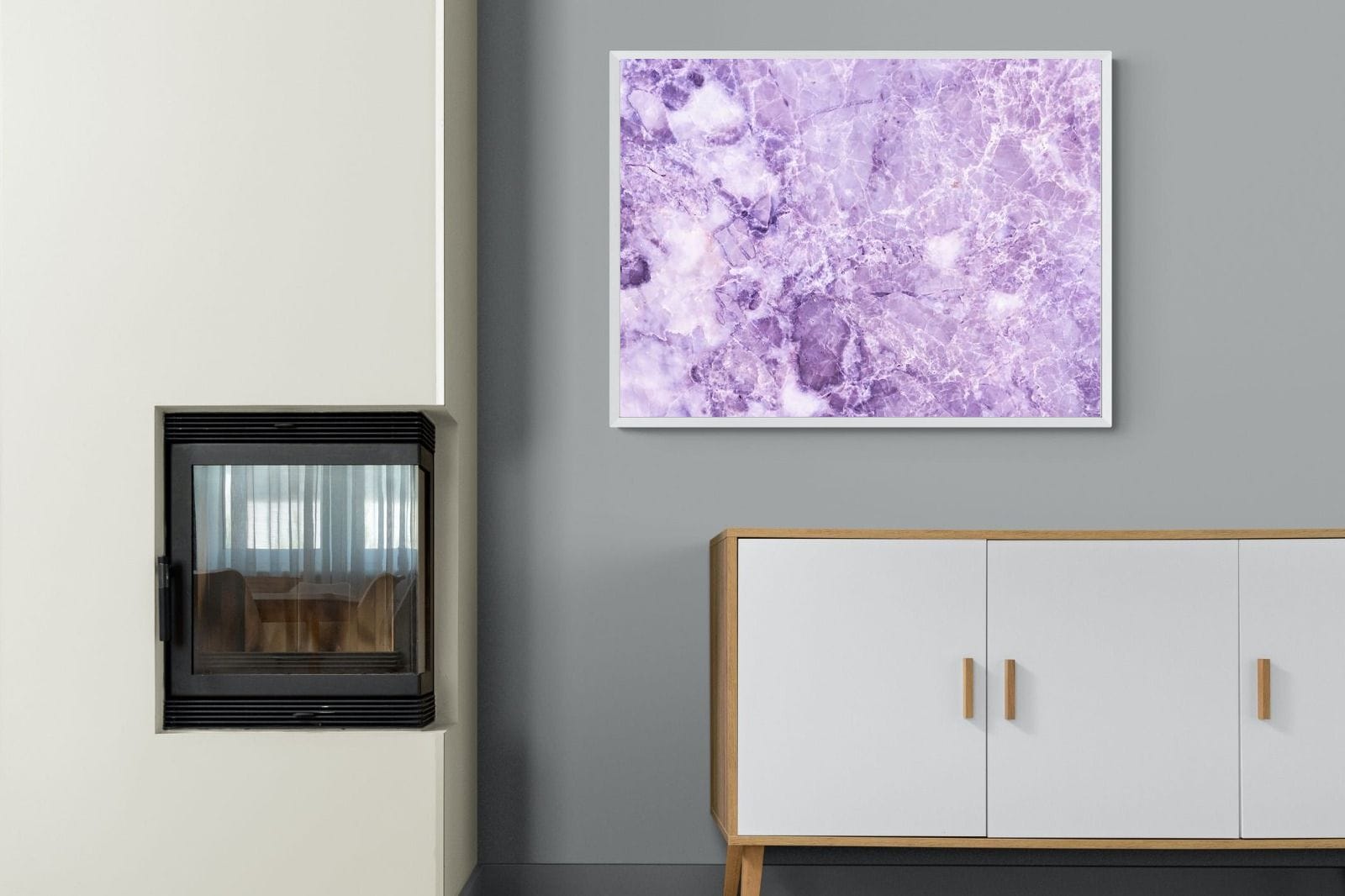 Purple Marble-Wall_Art-100 x 75cm-Mounted Canvas-White-Pixalot