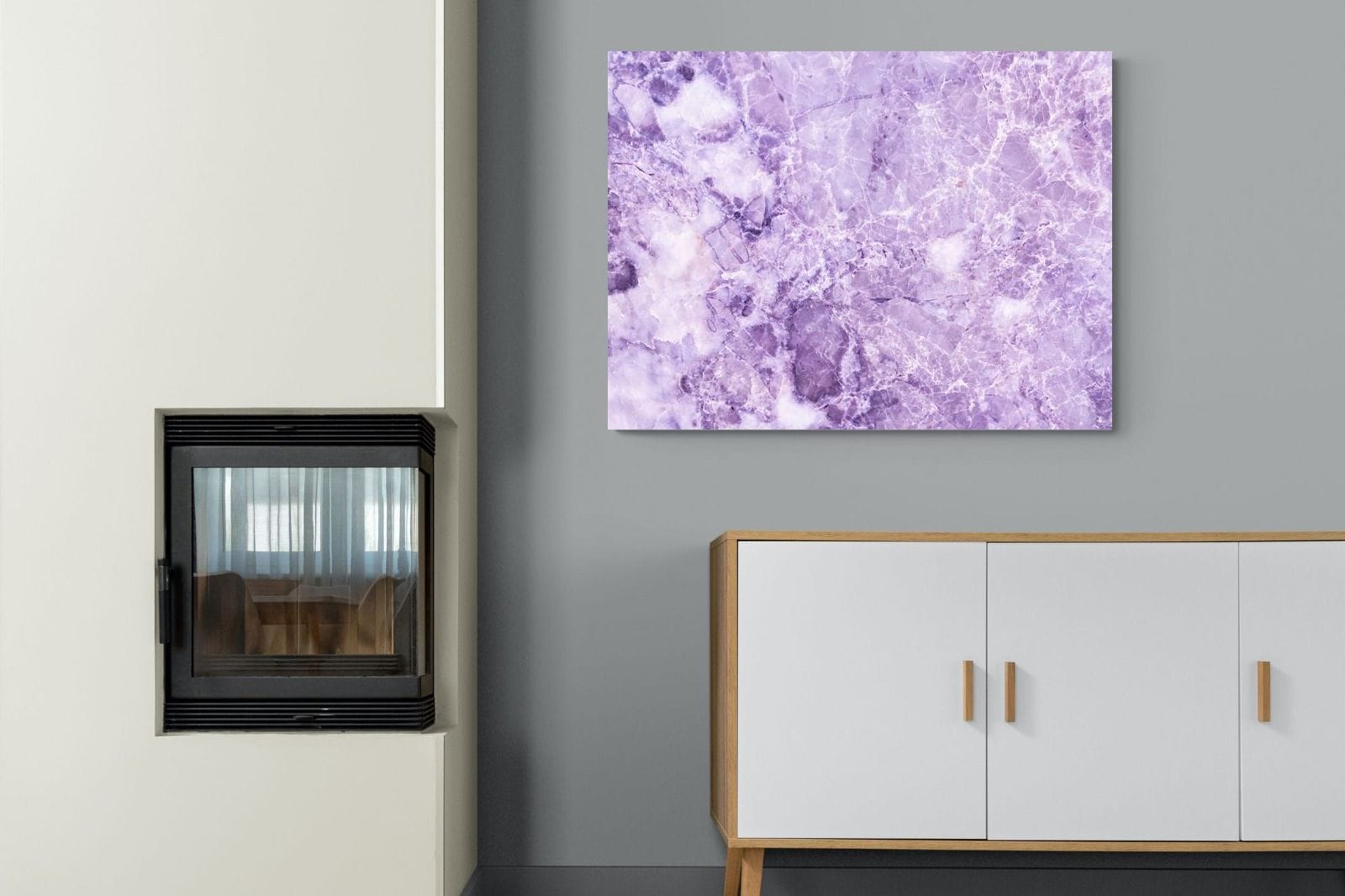Purple Marble-Wall_Art-100 x 75cm-Mounted Canvas-No Frame-Pixalot