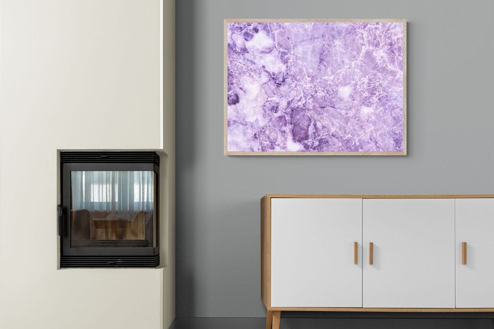 Purple Marble-Wall_Art-100 x 75cm-Mounted Canvas-Wood-Pixalot