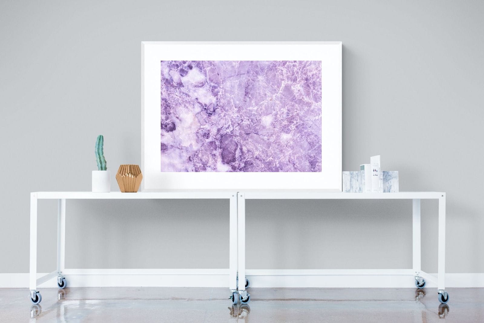Purple Marble-Wall_Art-120 x 90cm-Framed Print-White-Pixalot