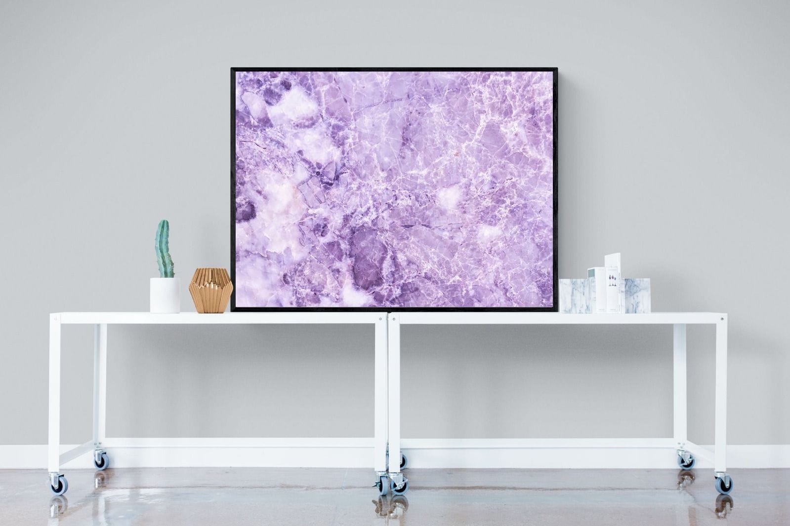 Purple Marble-Wall_Art-120 x 90cm-Mounted Canvas-Black-Pixalot
