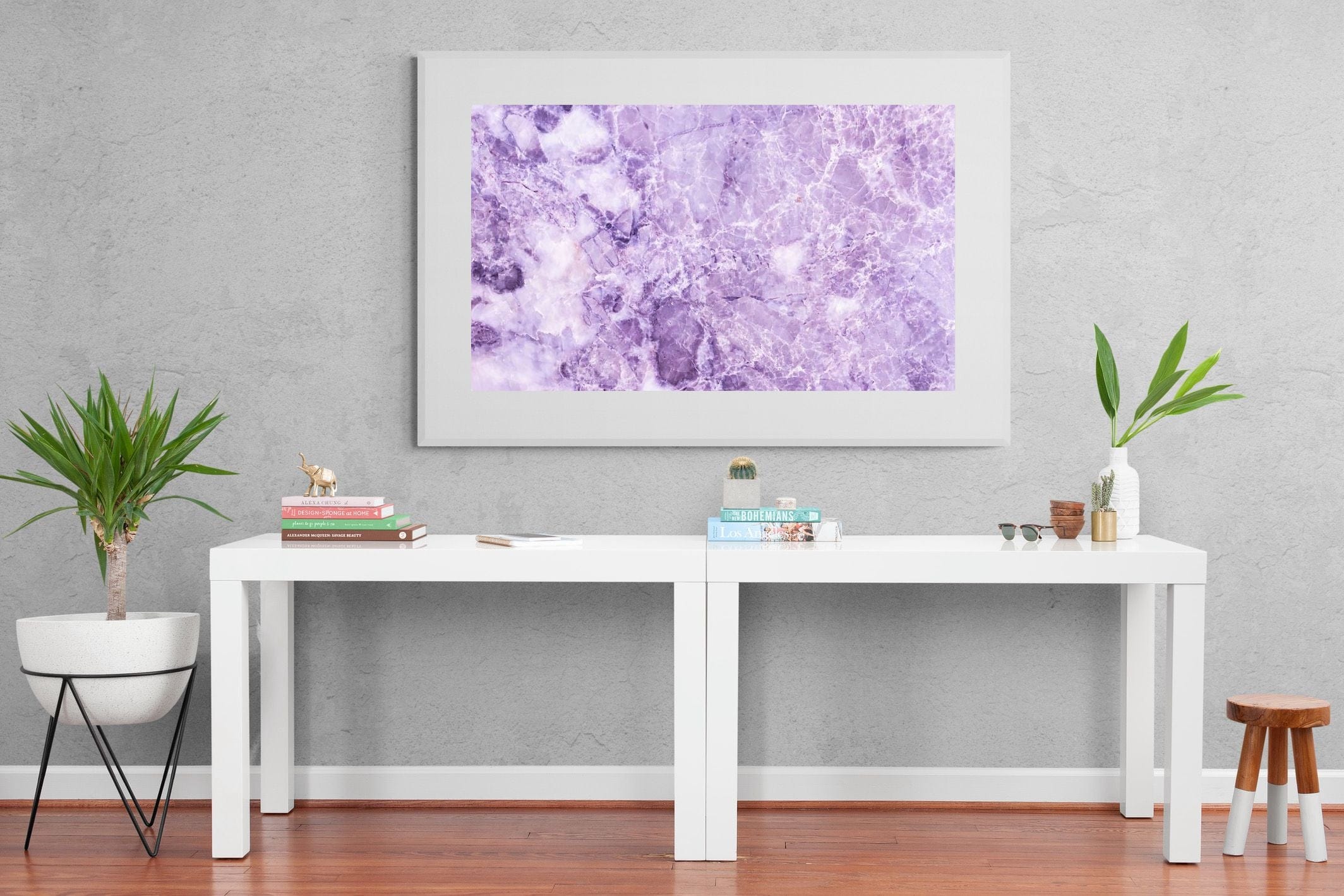 Purple Marble-Wall_Art-150 x 100cm-Framed Print-White-Pixalot