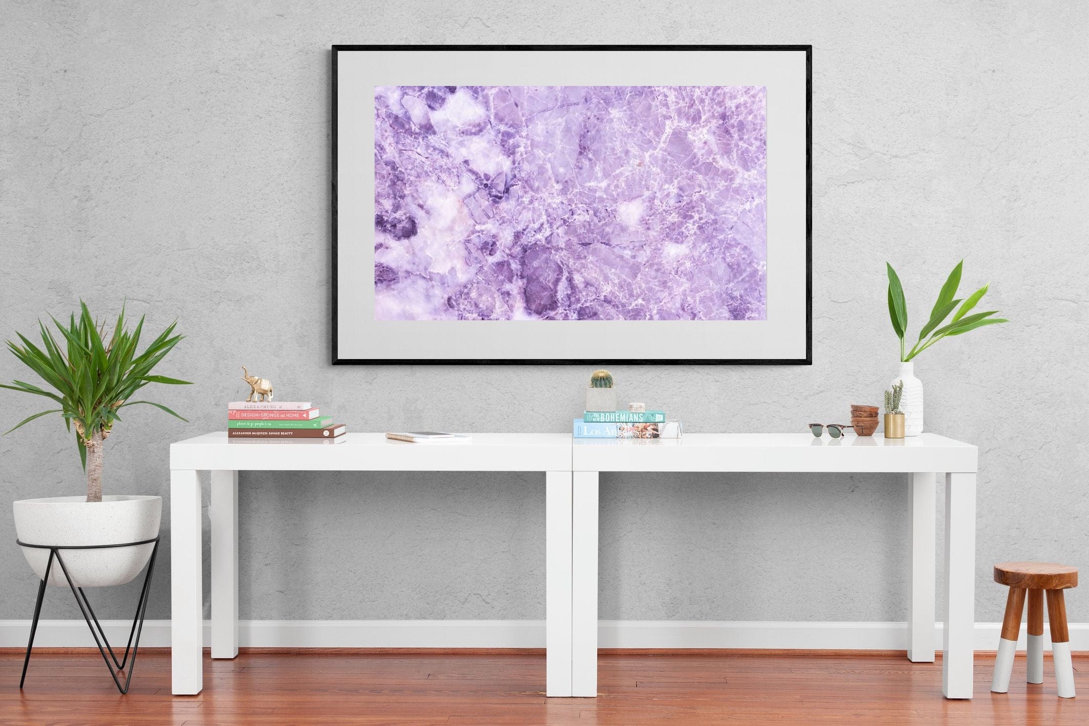 Purple Marble-Wall_Art-150 x 100cm-Framed Print-Black-Pixalot