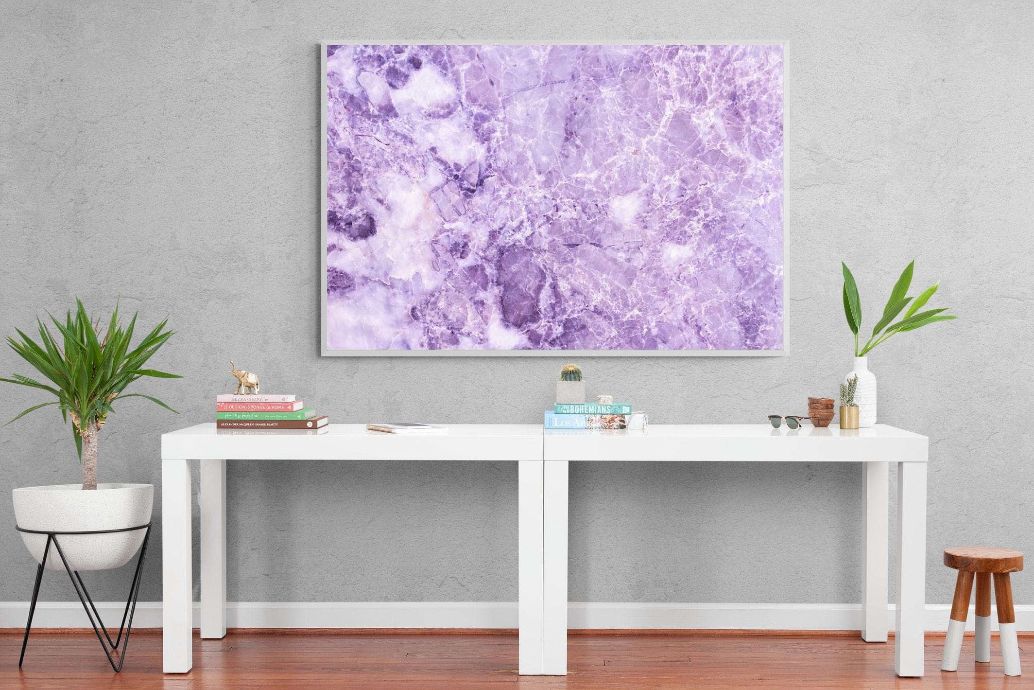 Purple Marble-Wall_Art-150 x 100cm-Mounted Canvas-White-Pixalot