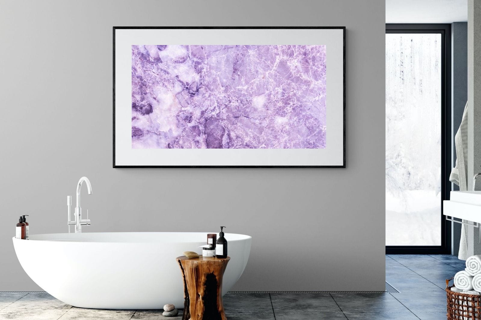 Purple Marble-Wall_Art-180 x 110cm-Framed Print-Black-Pixalot