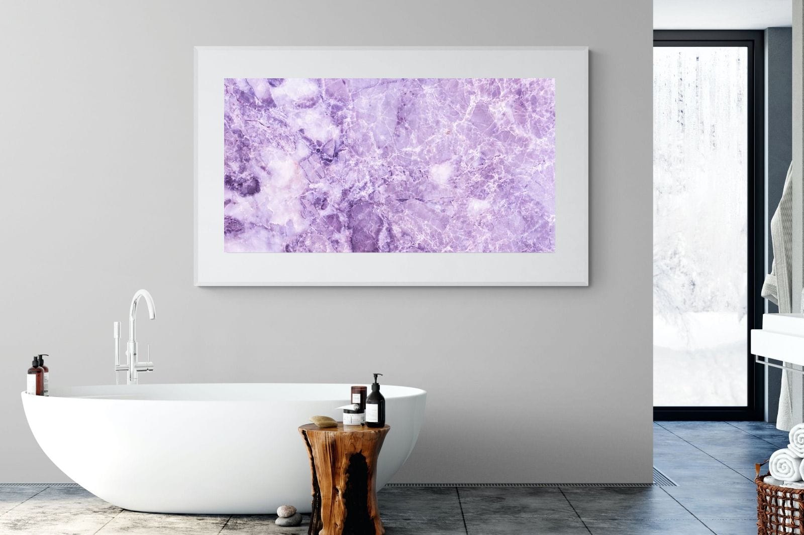 Purple Marble-Wall_Art-180 x 110cm-Framed Print-White-Pixalot
