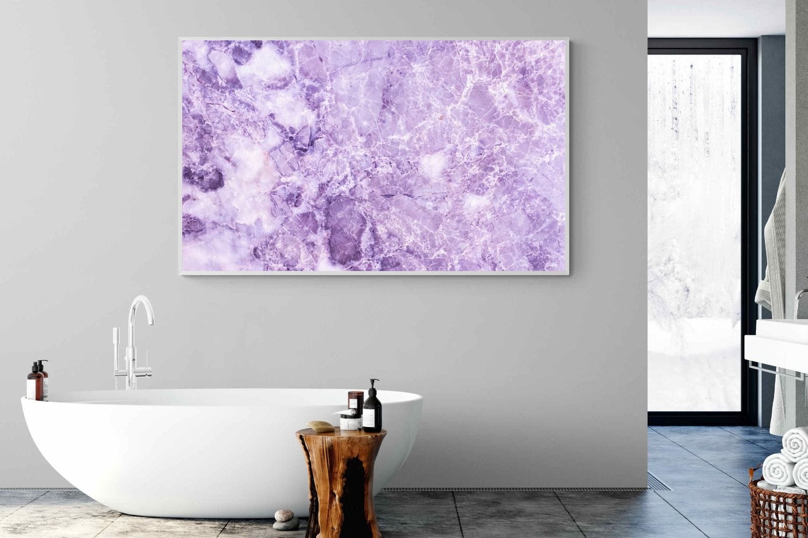 Purple Marble-Wall_Art-180 x 110cm-Mounted Canvas-White-Pixalot