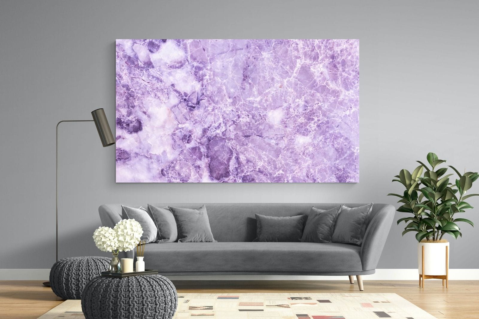 Purple Marble-Wall_Art-220 x 130cm-Mounted Canvas-No Frame-Pixalot