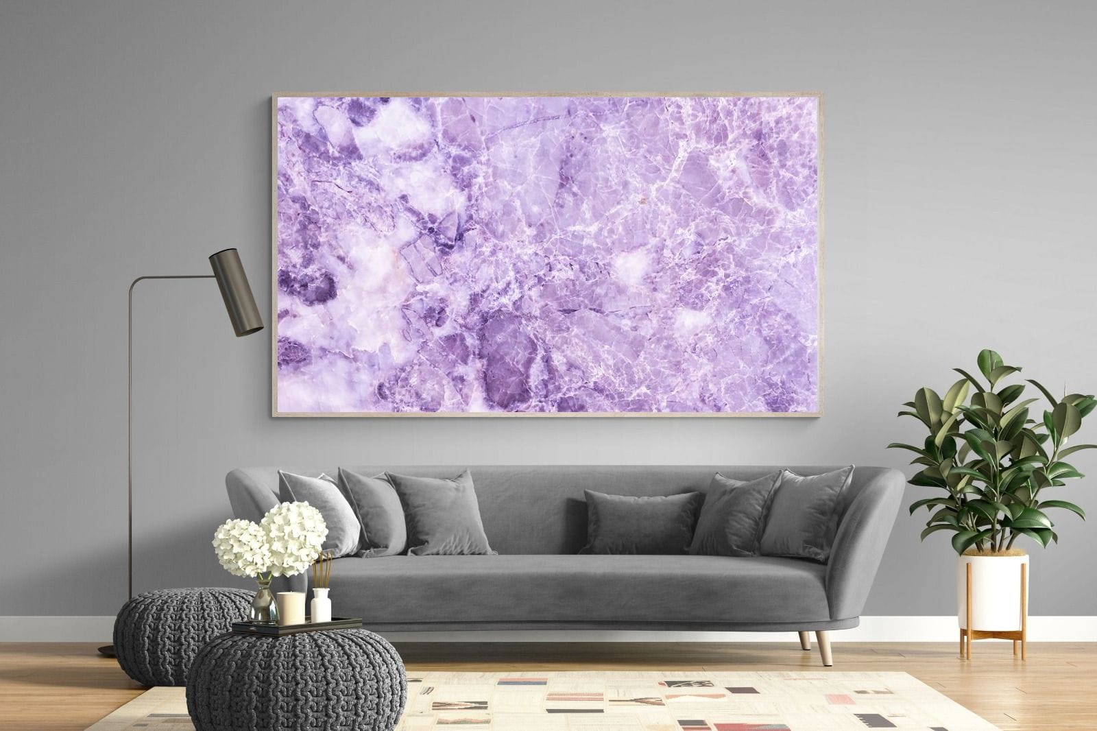 Purple Marble-Wall_Art-220 x 130cm-Mounted Canvas-Wood-Pixalot