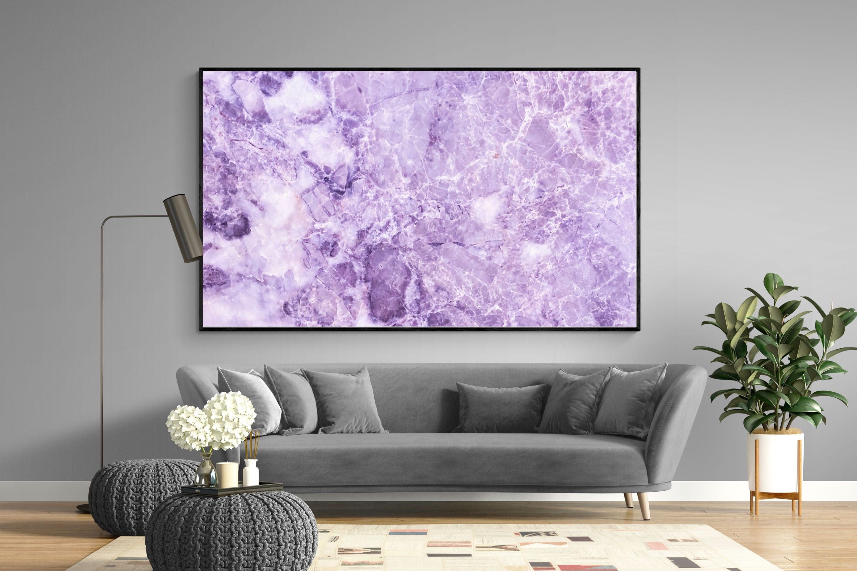 Purple Marble-Wall_Art-220 x 130cm-Mounted Canvas-Black-Pixalot