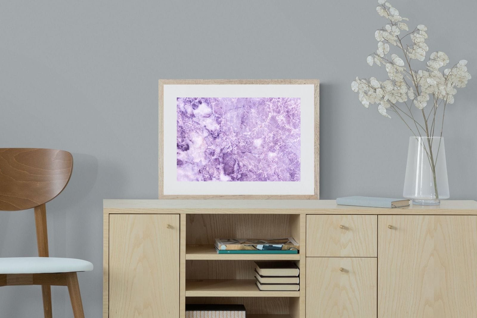 Purple Marble-Wall_Art-60 x 45cm-Framed Print-Wood-Pixalot
