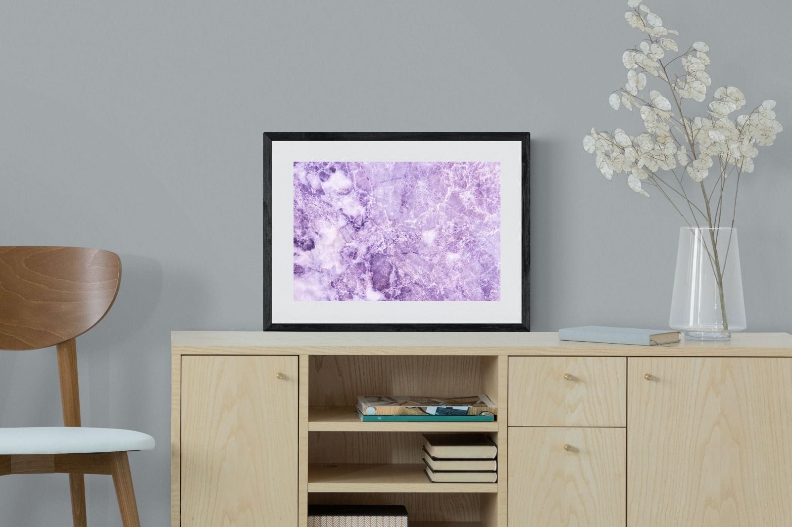 Purple Marble-Wall_Art-60 x 45cm-Framed Print-Black-Pixalot