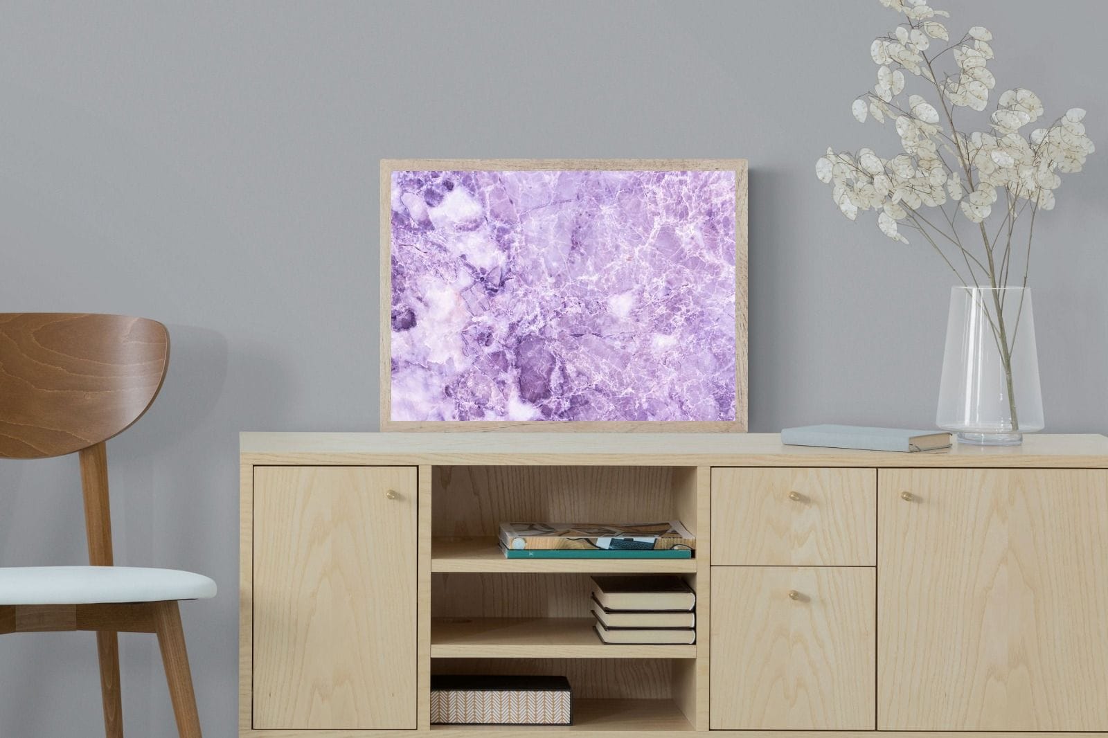 Purple Marble-Wall_Art-60 x 45cm-Mounted Canvas-Wood-Pixalot