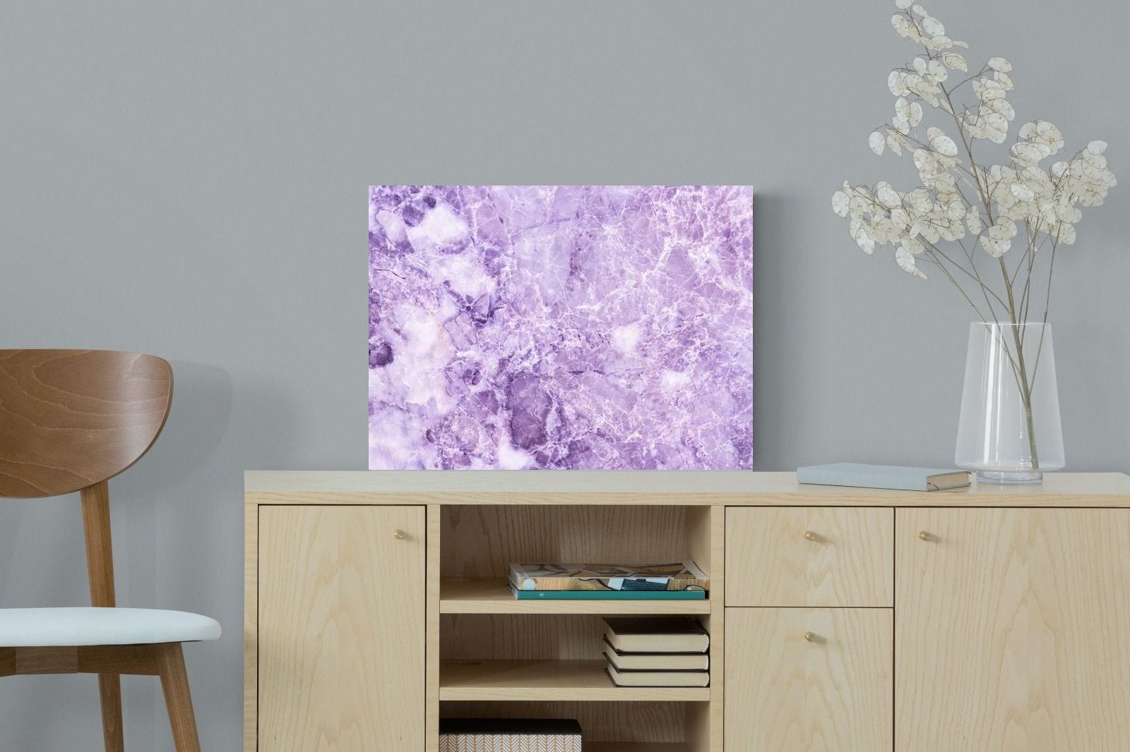 Purple Marble-Wall_Art-60 x 45cm-Mounted Canvas-No Frame-Pixalot