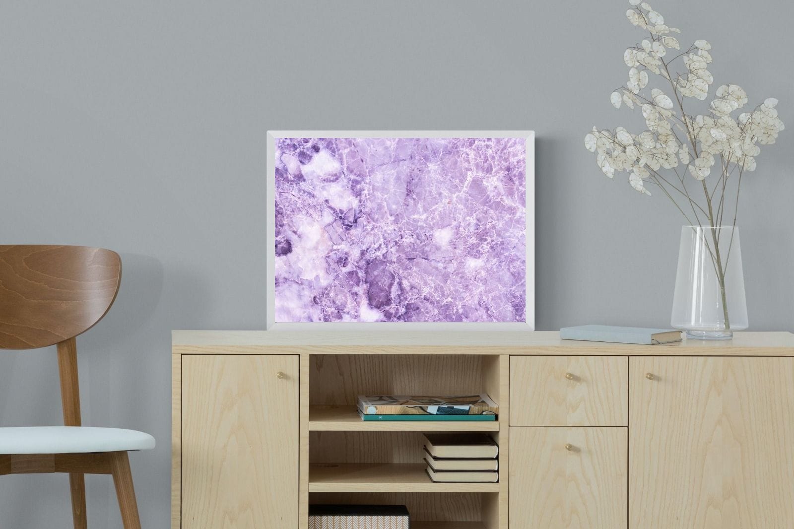Purple Marble-Wall_Art-60 x 45cm-Mounted Canvas-White-Pixalot
