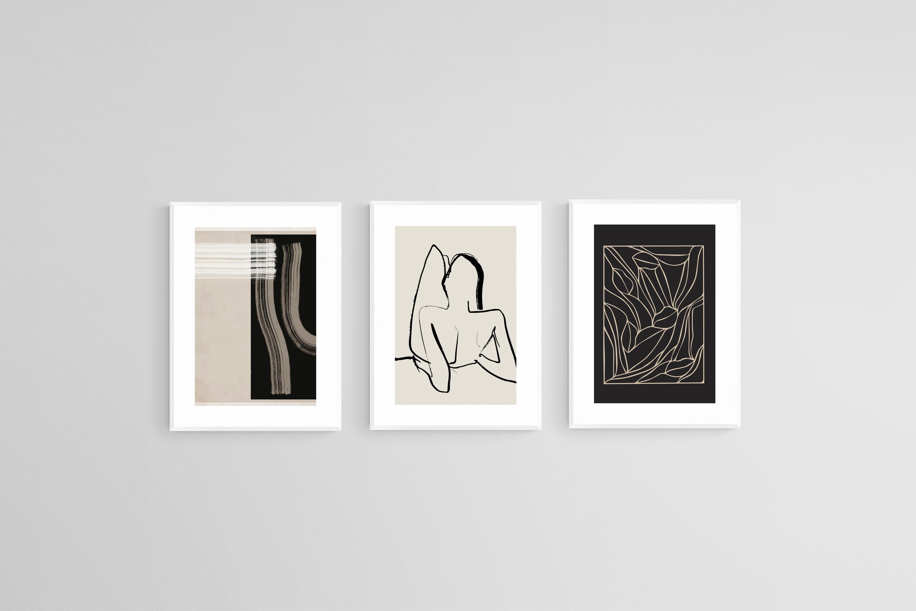 Reclined Set-Wall_Art-45 x 60cm (x3)-Framed Print-White-Pixalot