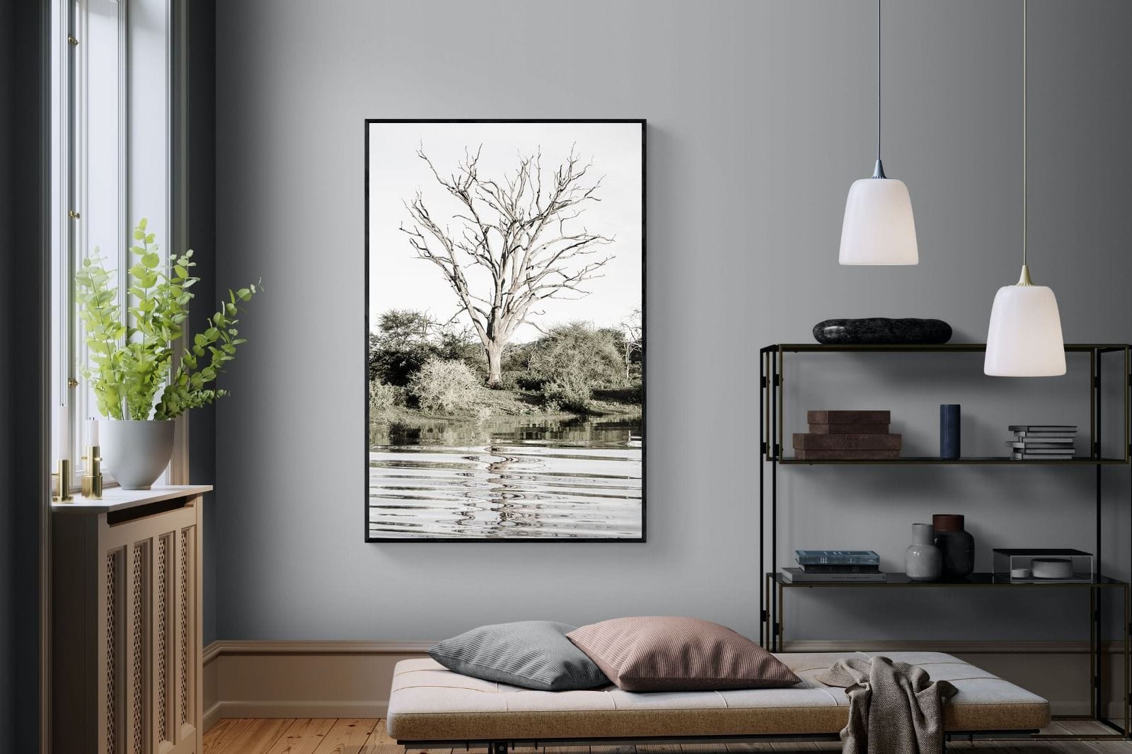 Reflective Ripples-Wall_Art-120 x 180cm-Mounted Canvas-Black-Pixalot
