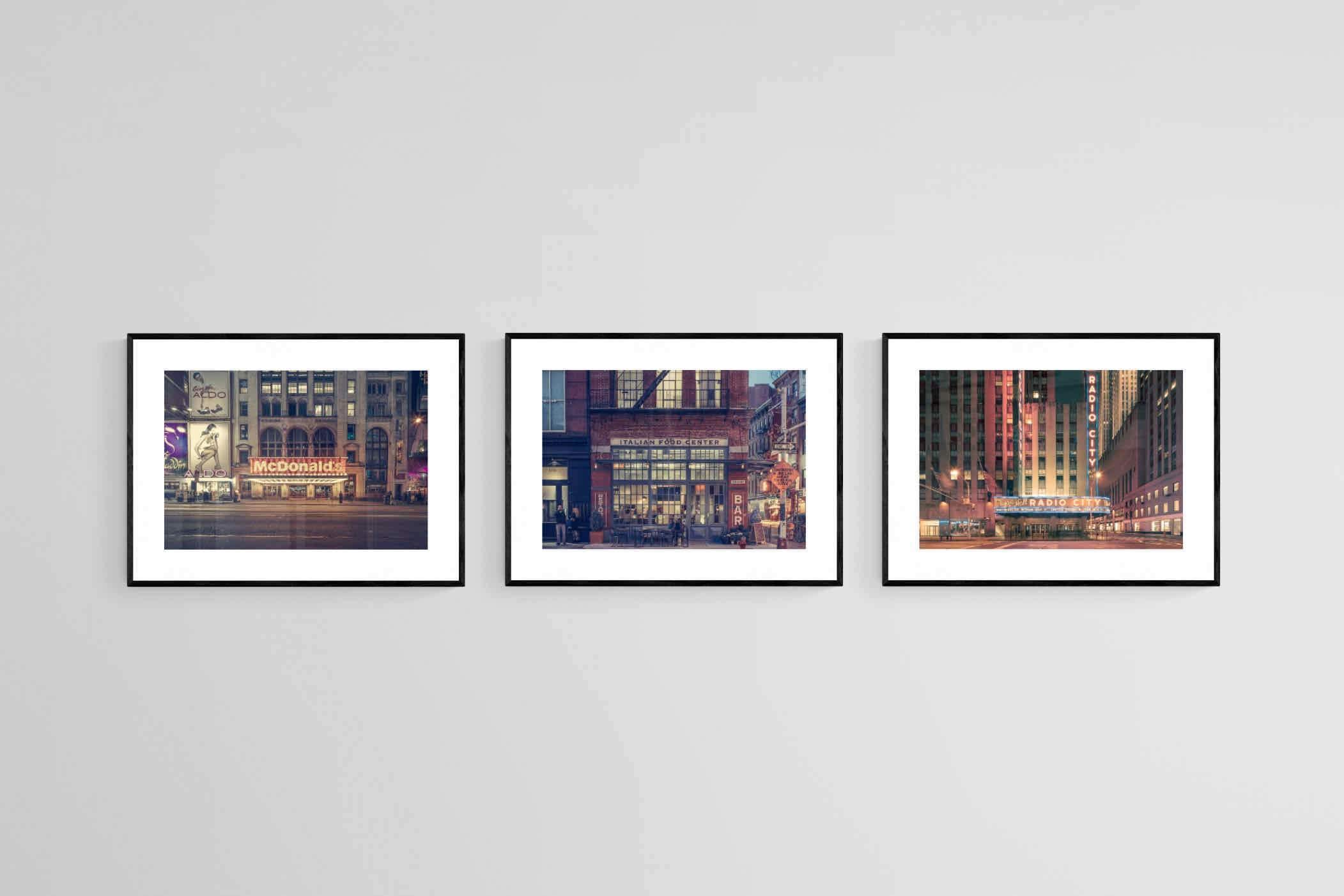 Retro Brooklyn Set-Wall_Art-60 x 45cm (x3)-Framed Print-Black-Pixalot