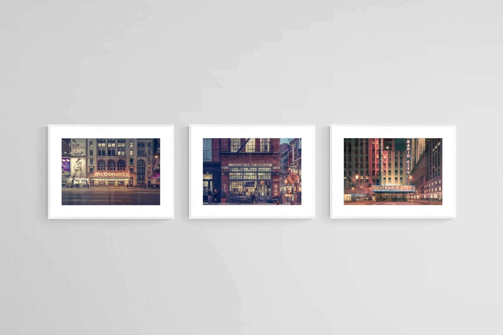 Retro Brooklyn Set-Wall_Art-60 x 45cm (x3)-Framed Print-White-Pixalot