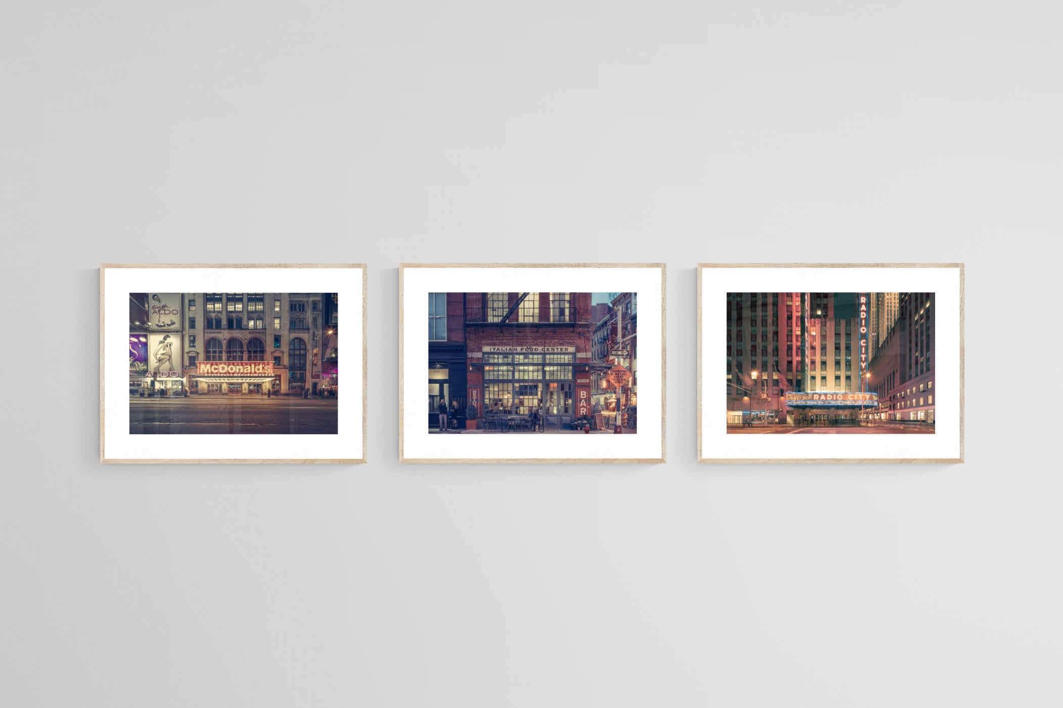 Retro Brooklyn Set-Wall_Art-60 x 45cm (x3)-Framed Print-Wood-Pixalot