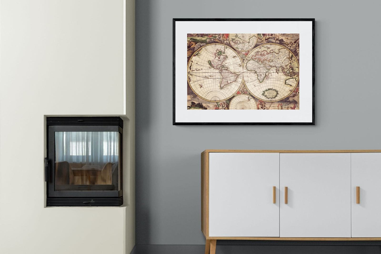 Roman Map-Wall_Art-100 x 75cm-Framed Print-Black-Pixalot
